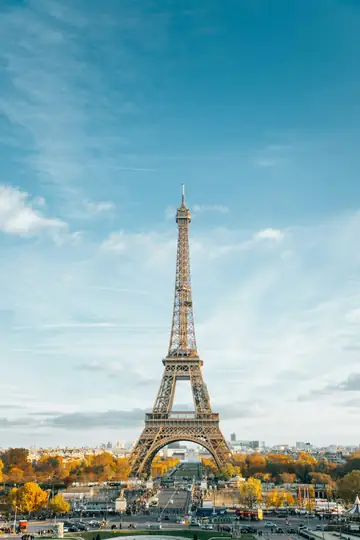 The Eiffel Tower on a clear day
